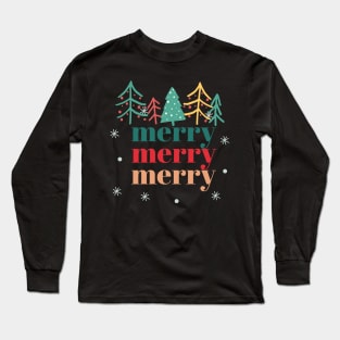 Merry Christmas with trees Long Sleeve T-Shirt